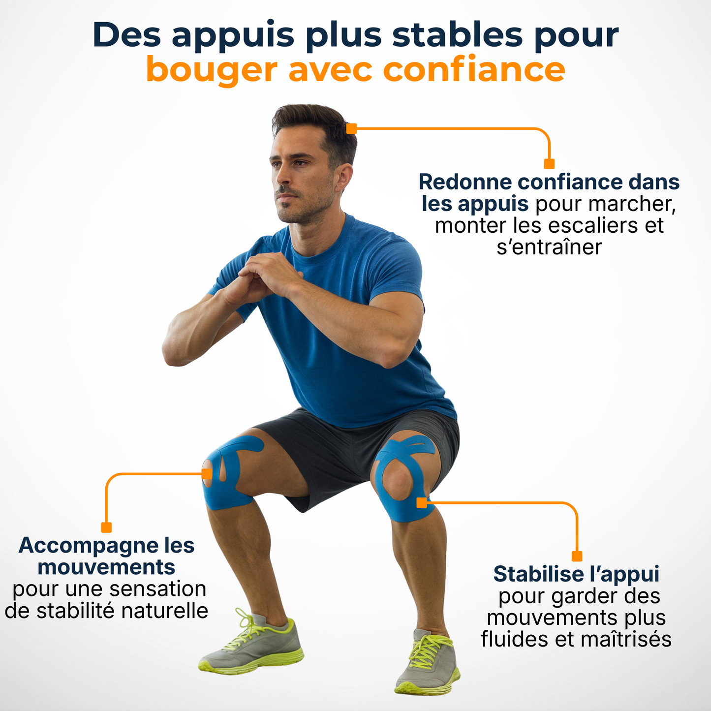 ABRYCA Genou Actif — Bandes de kinésiologie prêtes à poser