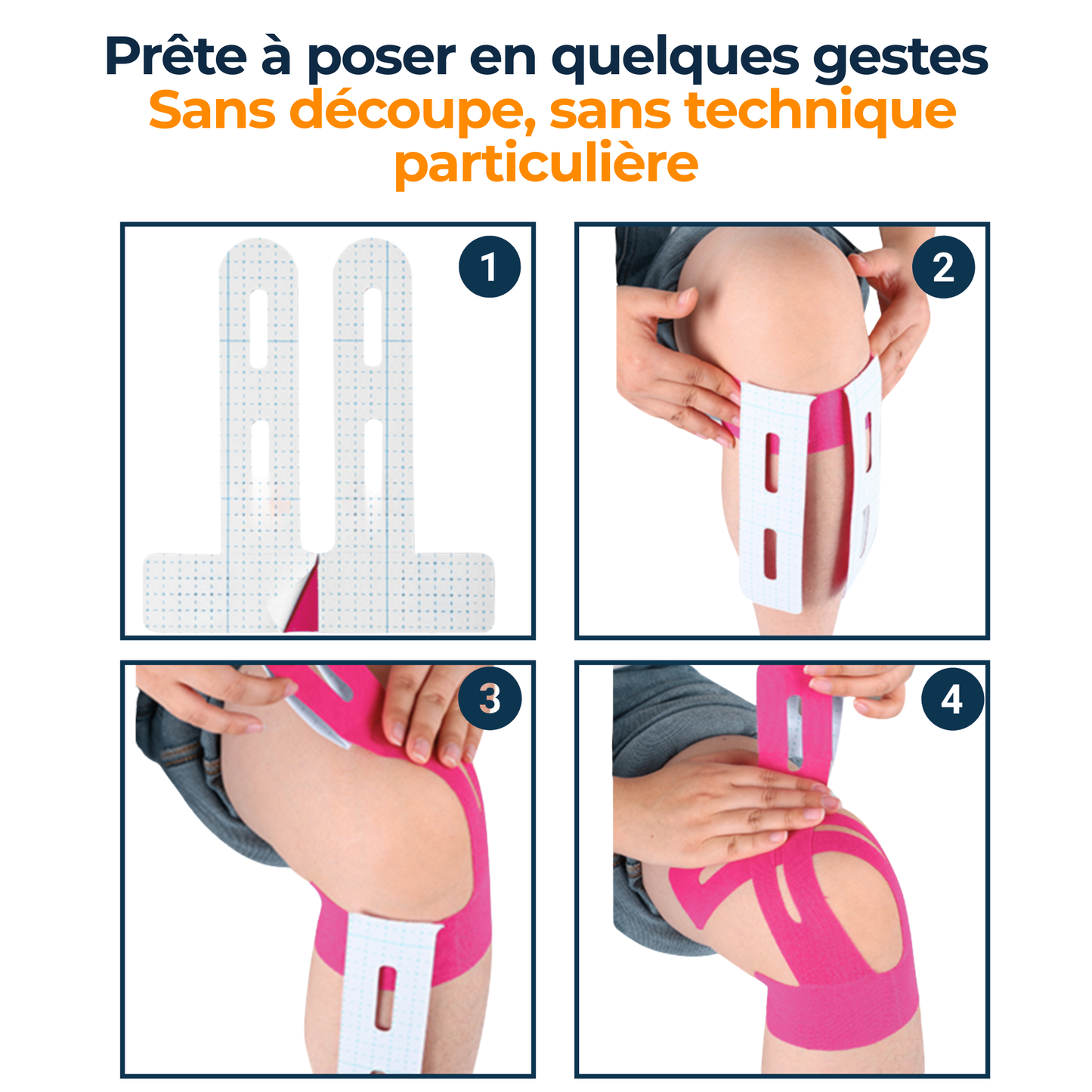 ABRYCA Genou Actif — Bandes de kinésiologie prêtes à poser