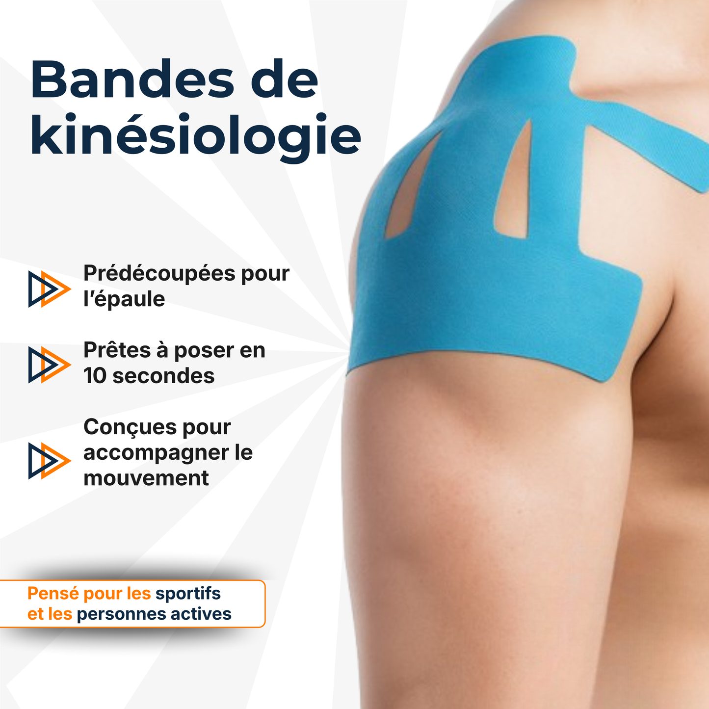 ABRYCA Épaule Libre — Bandes de kinésiologie prêtes à poser