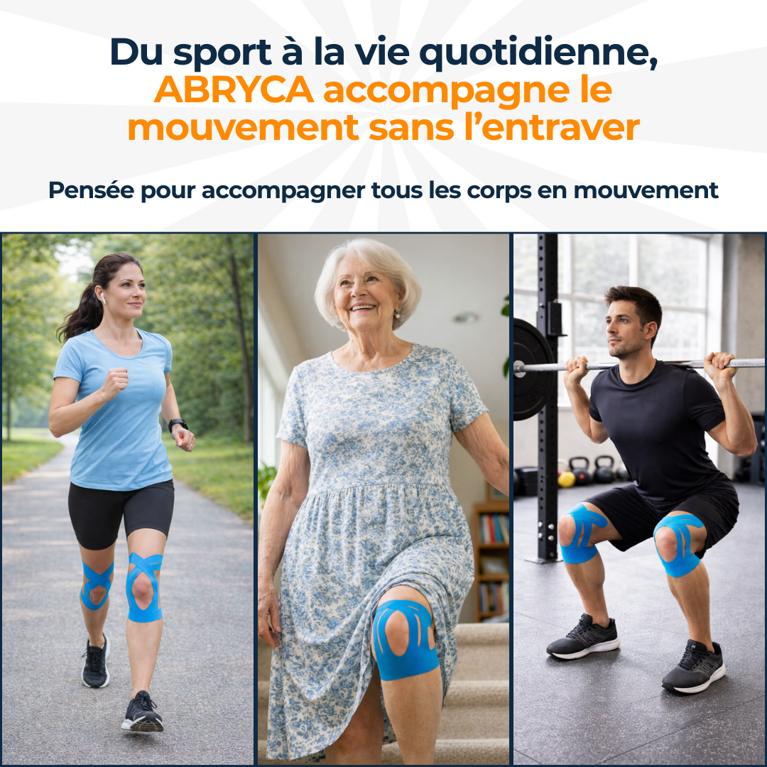 ABRYCA Genou Actif — Bandes de kinésiologie prêtes à poser